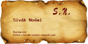 Sivák Noémi névjegykártya